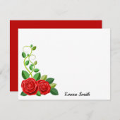 Elegante Rote Rose Blume Mitteilungskarte (Vorne/Hinten)