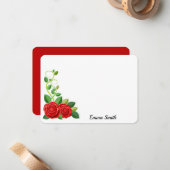 Elegante Rote Rose Blume Mitteilungskarte (Vorderseite/Rückseite Beispiel)