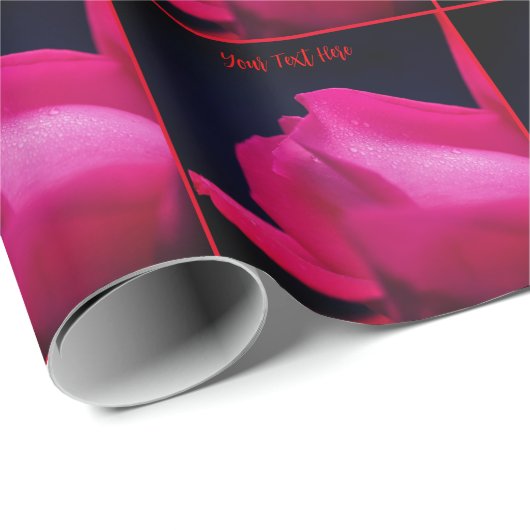 Elegante Rote Rose Blume Personalisiert Geschenkpapier (Rolleneckpunkt)