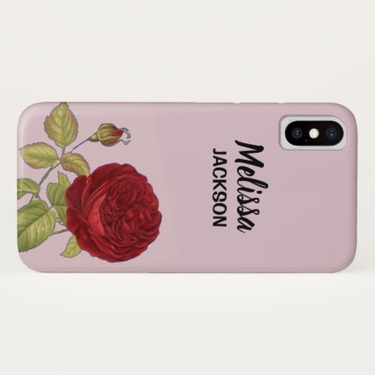 Elegante rote Rose Blume rosa Case-Mate iPhone Hülle (Rückseite (Horizontal))