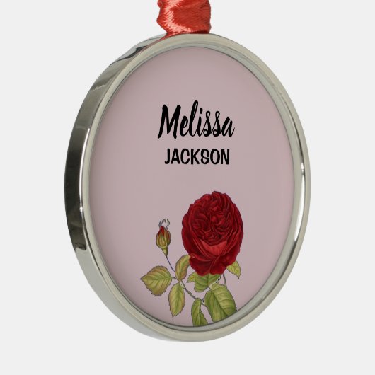 Elegante rote Rose Blume rosa Ornament Aus Metall (Rechts)