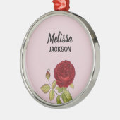 Elegante rote Rose Blume rosa Ornament Aus Metall (Links)
