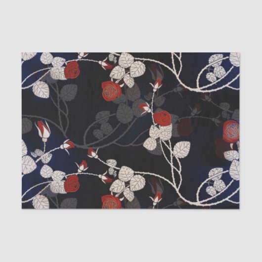 Elegante Rote Rose Blume Seidenpapier (Vorderseite)