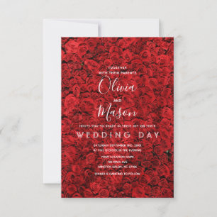 Elegante Rote Rose Blumenhochzeit Einladung