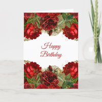 Elegante Rote Rose Blumenrahmen Geburtstag