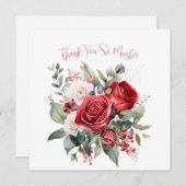 Elegante Rote Rose Bouquet Dankeschön Karte (Vorne/Hinten)