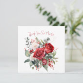 Elegante Rote Rose Bouquet Dankeschön Karte (Stehend Vorderseite)