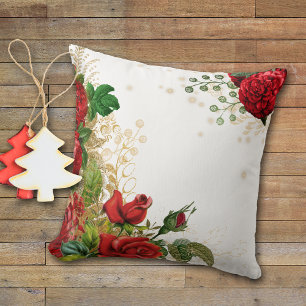 Elegante Rote Rose Bouquet Kissen