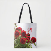 Elegante Rote Rose Bouquet Monogram Tasche (Vorderseite)