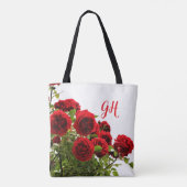 Elegante Rote Rose Bouquet Monogram Tasche (Rückseite)