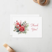 Elegante Rote Rose Bouquet Vielen Dank Flat Mitteilungskarte (Vorderseite/Rückseite Beispiel)