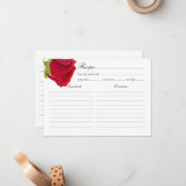 Elegante Rote Rose Brautparty Rezept Mitteilungskarte (Vorderseite/Rückseite Beispiel)