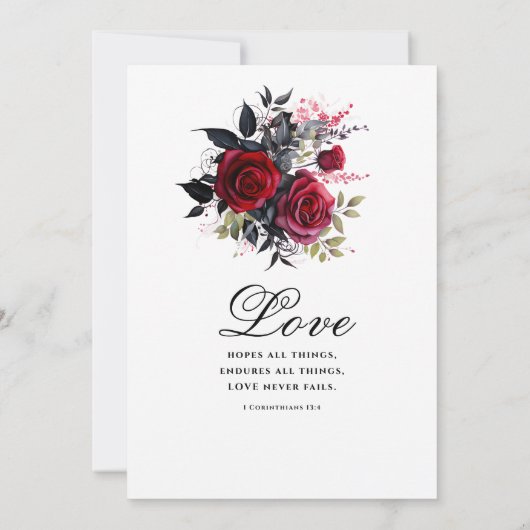 Elegante Rote Rose Christliche Hochzeit der Blumen Einladung (Rückseite)