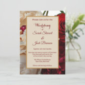 Elegante Rote Rose & Cream Peony Einladung (Stehend Vorderseite)