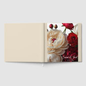 Elegante Rote Rose & Cream Peony Gästebuch (Voll)