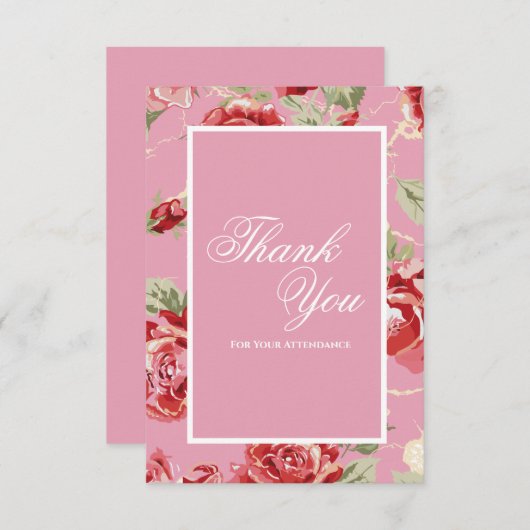 Elegante Rote Rose Dankeskarte (Vorne/Hinten)