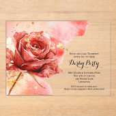 Elegante Rote Rose Derby Party Acryleinladungen (Vorderseite)