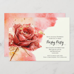Elegante Rote Rose Derby Party Einladung