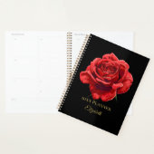 Elegante Rote Rose Design Custom Golden Text Accen Planer (Anzeige)