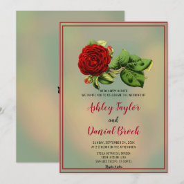 Elegante rote Rose dusty boho gerahmt blumenreiche Einladung