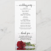 Elegante Rote Rose Einfache romantische Hochzeit Programm (Rückseite)