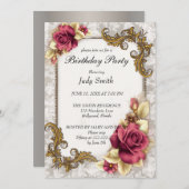 Elegante Rote Rose Einladung zum Geburtstag (Vorne/Hinten)