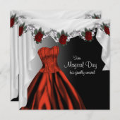 Elegante Rote Rose Einladungen (Vorne/Hinten)