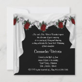 Elegante Rote Rose Einladungen (Rückseite)