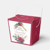 Elegante Rote Rose Eukalyptus Quinceanera Geschenkschachtel (Vorderseite)