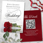 Elegante Rote Rose Extravagantes Script QR Code Ho Einladung