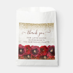 Elegante Rote Rose Floral 95. Geburtstag Vielen Da Geschenktütchen