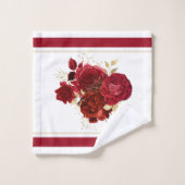 Elegante Rote Rose Floral Badhandtuch Set (Waschlappen)
