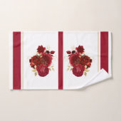 Elegante Rote Rose Floral Badhandtuch Set (Handtuch)