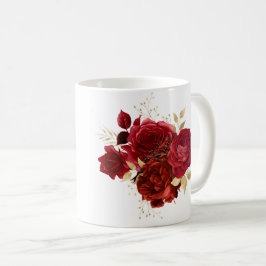 Elegante Rote Rose Floral Kaffeetasse