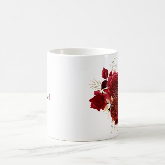 Elegante Rote Rose Floral Kaffeetasse (Mittel)