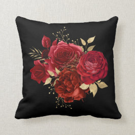 Elegante Rote Rose Floral Kissen
