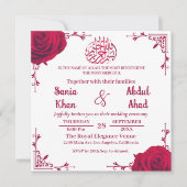 Elegante Rote Rose florale islamische Hochzeit Einladung (Vorderseite)