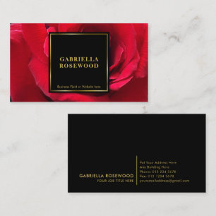Elegante rote Rose Florales Designergold Rahmen Sc Visitenkarte