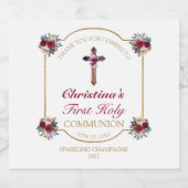 Elegante Rote Rose Florenz Schaumweinetikett (Einzelnes Label)