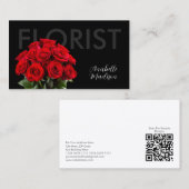 Elegante Rote Rose Florist Business Card auf schwa Visitenkarte (Vorne/Hinten)