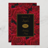 Elegante Rote Rose Geburtstagsparty Einladung (Vorne/Hinten)