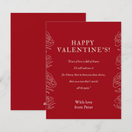 Elegante Rote Rose gedruckte Valentine Feiertagskarte