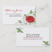 Elegante Rote Rose - Geschäfts-Karte Visitenkarte (Vorne/Hinten)