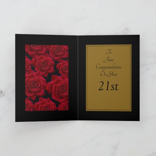 Elegante Rote Rose Herzlichen Glückwunsch zum Gebu Karte (Innenseite)