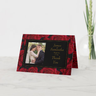 Elegante rote Rose - Hochzeit Danke Karte