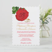 Elegante Rote Rose Hochzeit Einladung (Stehend Vorderseite)