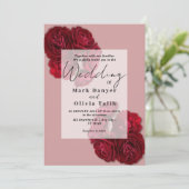 Elegante Rote Rose Hochzeit Einladung - Romantisch (Stehend Vorderseite)