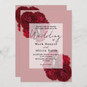 Elegante Rote Rose Hochzeit Einladung - Romantisch (Vorne/Hinten)