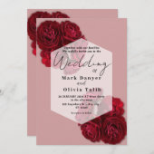 Elegante Rote Rose Hochzeit Einladung - Romantisch (Vorne/Hinten)