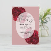 Elegante Rote Rose Hochzeit Einladung - Romantisch (Stehend Vorderseite)